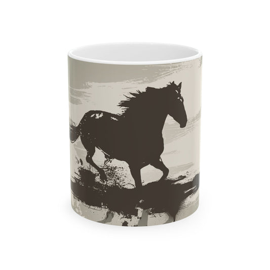 Galloping Horse Ceramic Mug | Equestrian Gift | Horse Lover's Coffee Cup | Unique Animal Mug | Farmhouse Decor | 11oz & 15oz