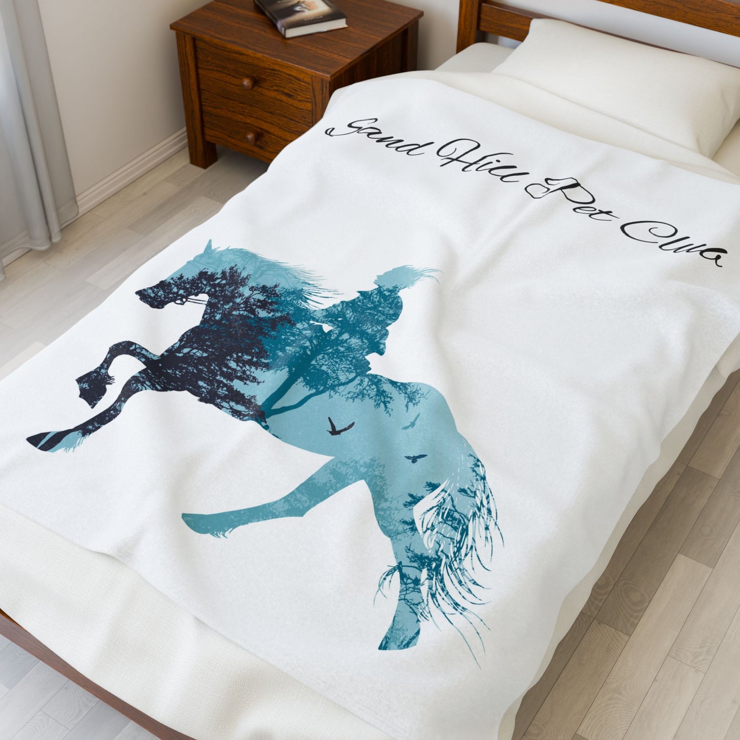 Cozy Velveteen Plush Blanket - Sand Hill Pet Club Design, Pet Lover Gift, Horse-Themed Decor, Cozy Home Accessory, Equestrian Blanket, [...]